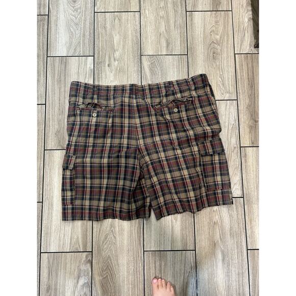 Men's Cargo Shorts Size 56 10" Inseam 100% Cotton Plaid Preppy Academia - Picture 3 of 11